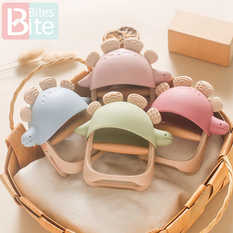 Baby Silicone Teether Dinosaur Silicone Gloves Baby Care Utensils 0 12 Months Dental Care Silicone Rattle Toys Chewing Gum Baby