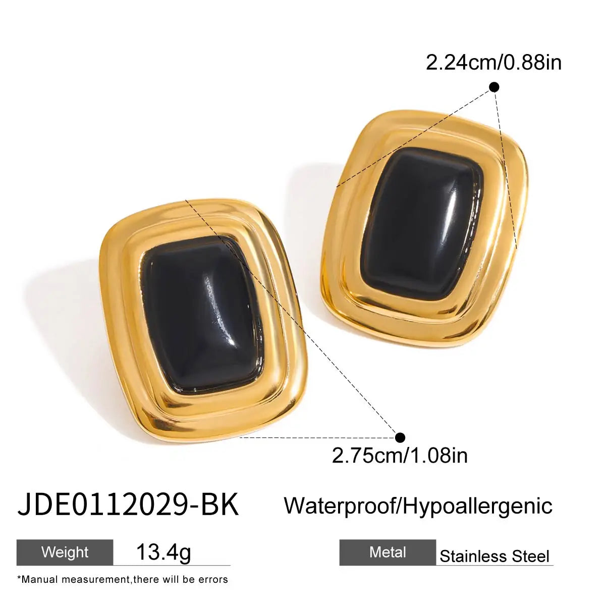 Uworld Vintage 18K Plated Gold Color Red Green Stone Geometry Ear Studs For Women Stainless Steel Earrings Waterproof Jewelry