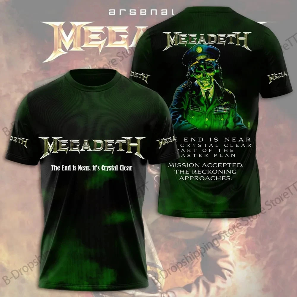 Mens T Shirt Rock Megadeth Band 3D Print T-shirt Men Fashion Short Sleeve Tops Tees Kids Clothing Punk Hip Hop Harajuku Tops