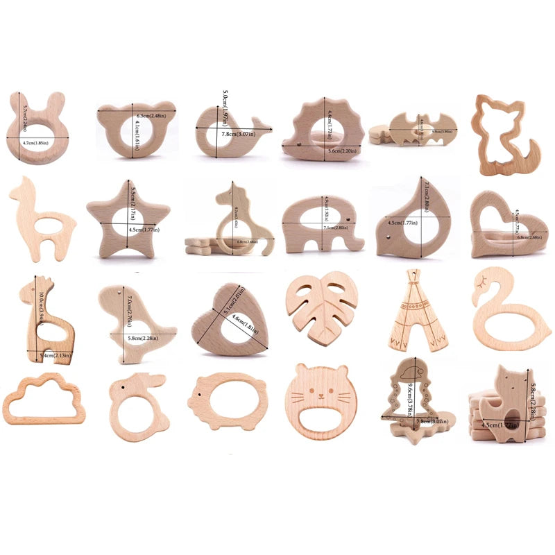 1pc Baby Teether Wooden Animal Pacifier Pendant BPA Free Beech Koala Rodent Teething Toys Kids Products Gifts