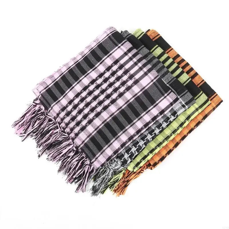 N7YD Desert Shemagh Scarf Soft Fringed Arab Headscarf Unisex Keffiyeh Bandana Unisex Headwrap Arabian Scarf Head Covering
