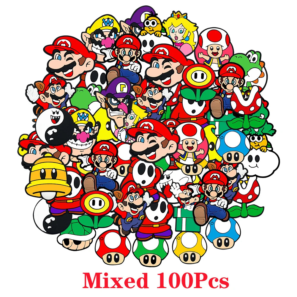1-100Pcs Jumping Brothers Game Series Shoes Charms PVC Shoe Bag Accessories For Clogs Sandals Decoration Buckle Kids Gifts