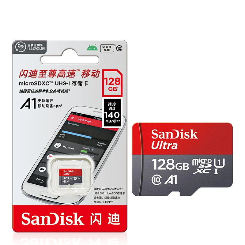 SanDisk Micro SD Card 128GB 32GB 256GB Memory Card 64GB Class 10 A1 Cartao De Memoria for Smartphone/Tablet