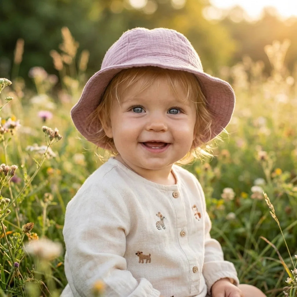 Baby Cotton Bucket Hats New Children Sunscreen Outdoor Caps Boys Girls Print Panama Hat Unisex Beach Fishing Hat For 3-12 Months