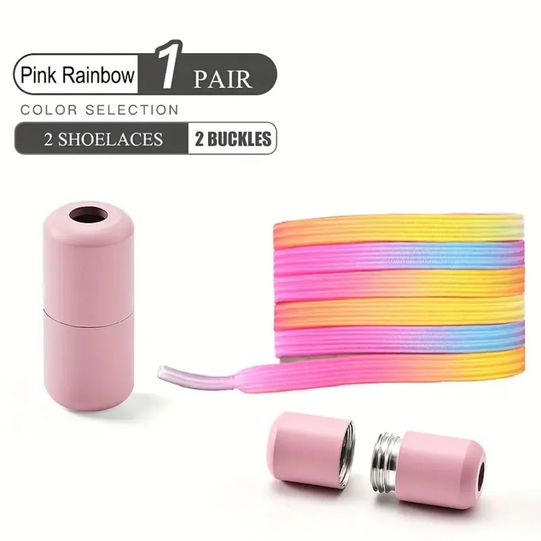 No Tie Shoe Laces Colorful Buckle Shoelaces Pearl Light Colorful Fashion Without Ties Elastic Laces Sneaker Kids Adult Widened
