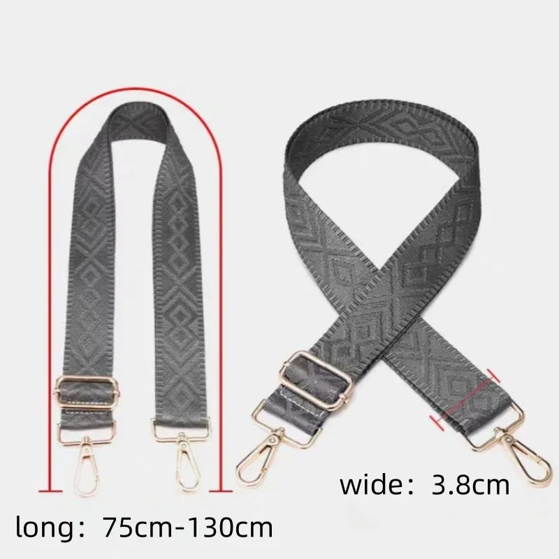3.8cm Wide Jacquard Bag Strap Adjustable Replacement Crossbody Shoulder Strap for Handbags