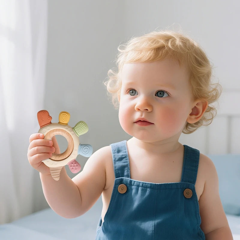 BPA-Free Baby Dinosaur Silicone Teether Sensory Toy Easy to Grip Infant Care Food Grade Baby Toy Newborn Gift Babies Accessory