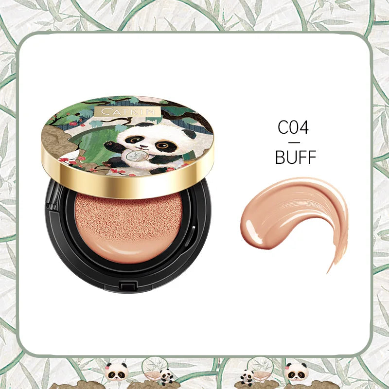 CATKIN Panda Land Full Coverage Cushion Fondation, Breathable Hydrating Nourishing Poreless Face Makeup Save for Sensitive Skin