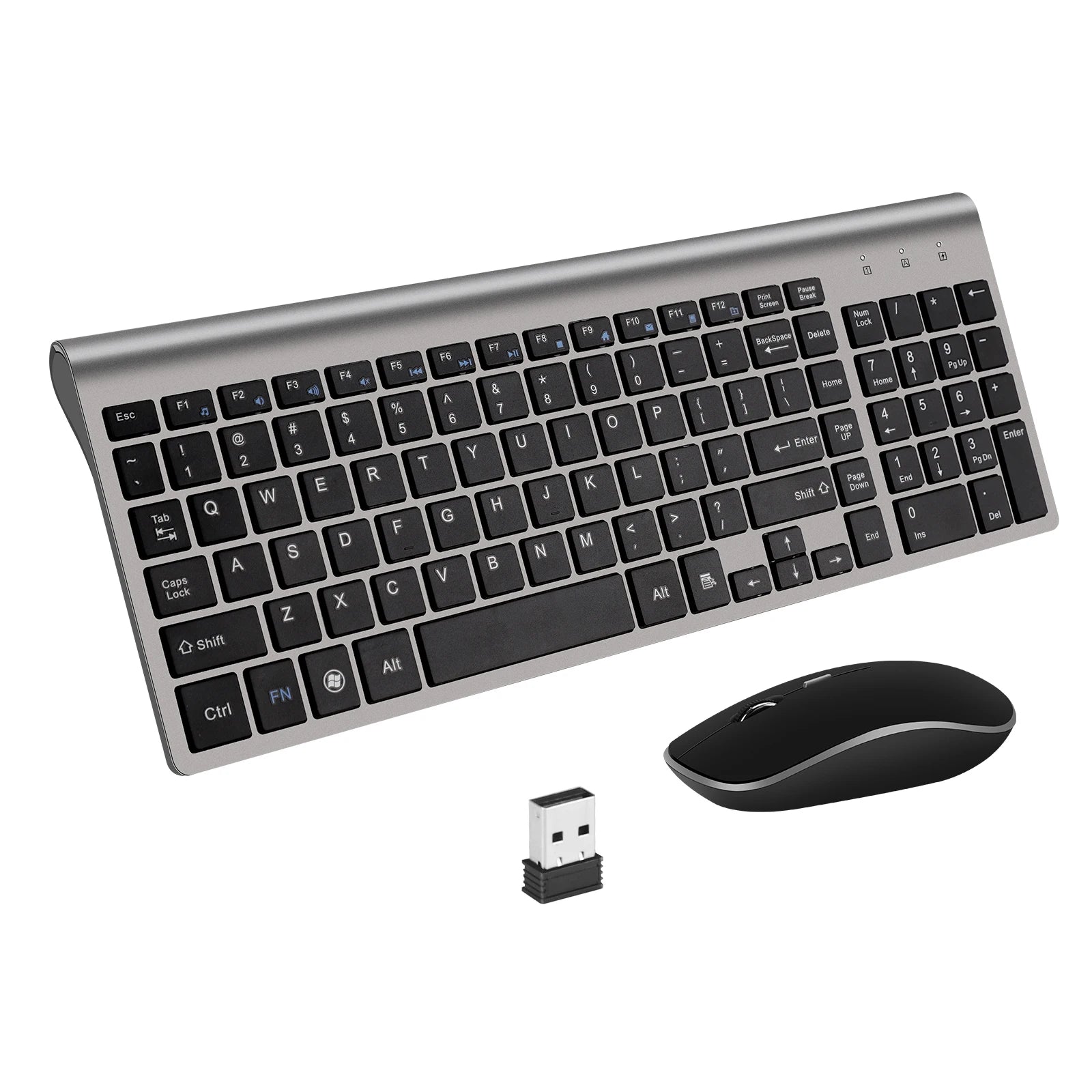 Ergonomic 2.4G Wireless Keyboard and Mouse Combo for PC/Laptop/Desktop,104Key Keyboard Set with 1600DPI Noiseless Click Mouse