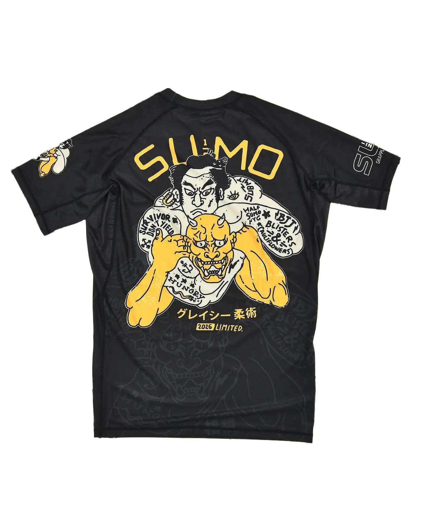 2026 Japanese Hannya Theme Anti-Abrasion Shirt, Jiu-Jitsu Training Suit, High Elasticity and Breathable Men's Sports T-Shirt