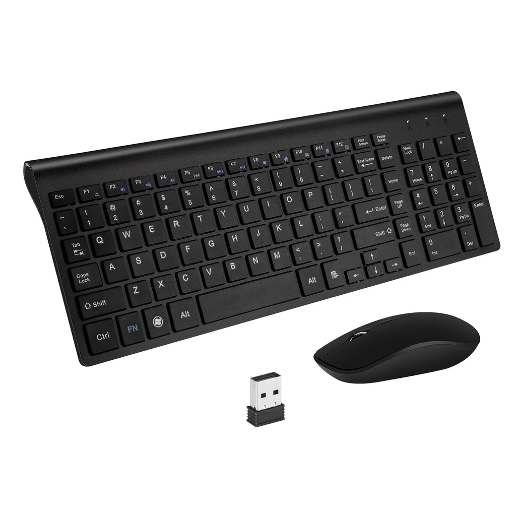 Ergonomic 2.4G Wireless Keyboard and Mouse Combo for PC/Laptop/Desktop,104Key Keyboard Set with 1600DPI Noiseless Click Mouse