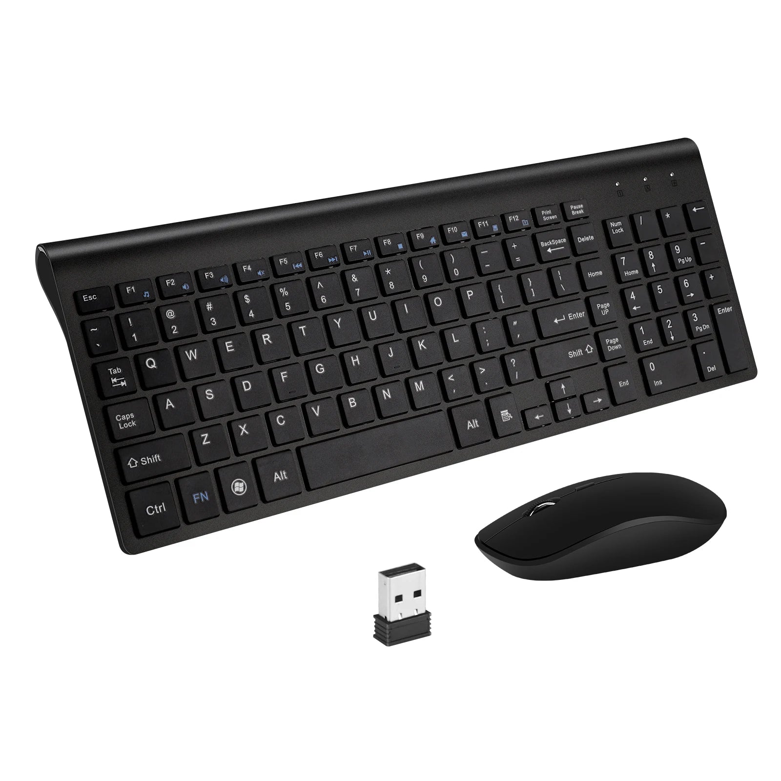Ergonomic 2.4G Wireless Keyboard and Mouse Combo for PC/Laptop/Desktop,104Key Keyboard Set with 1600DPI Noiseless Click Mouse