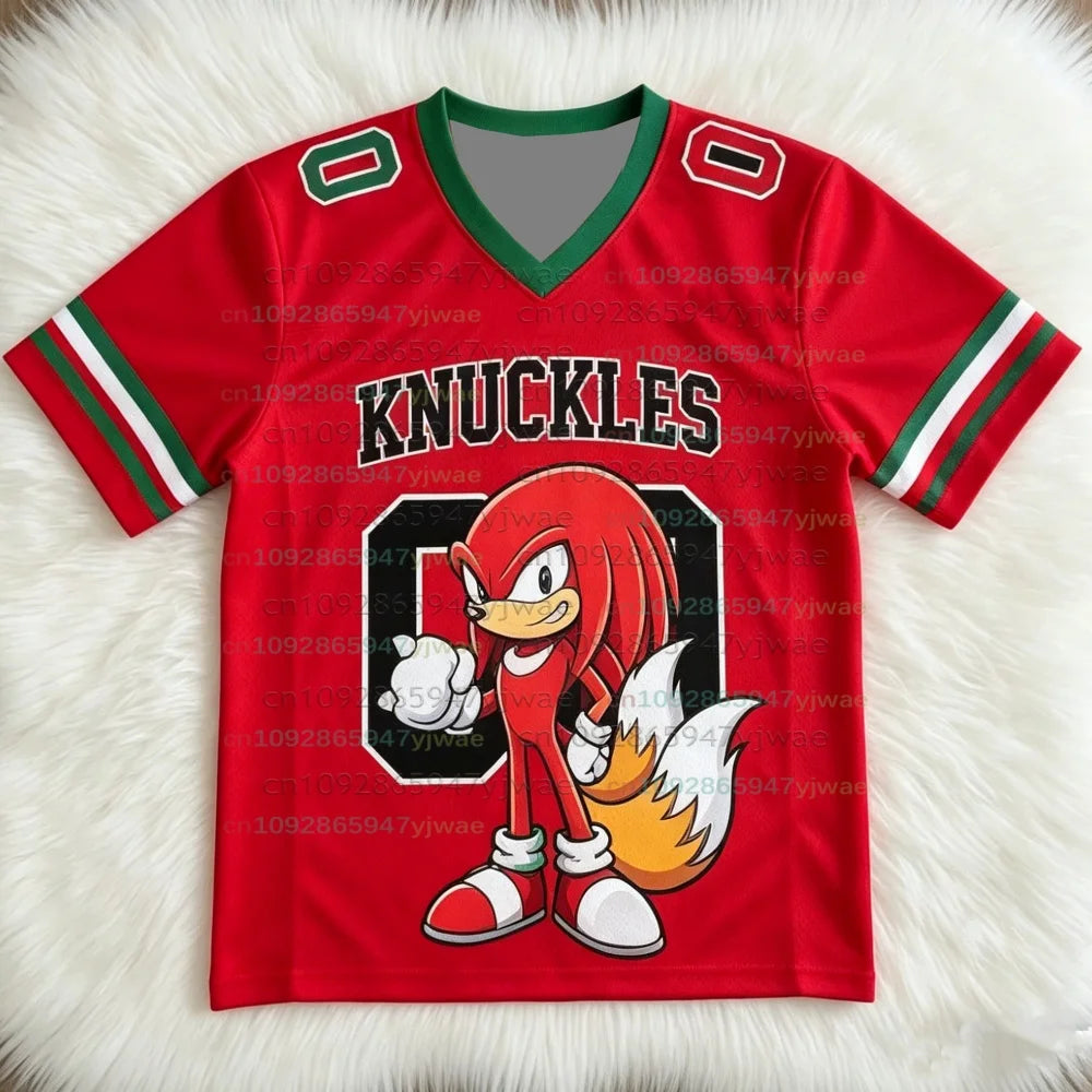 Personalized Sonic  Football Jerseys For Adult/Kids Summer V-neck Sports T shirts Sonic Cosplay Clothing Kids Football T Shirts
