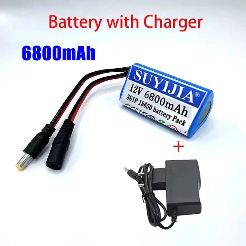New Original 12V 3S1P Battery 6800mAh 12.6v 11.1v 18650 Lithium-ion Battery Pack Rechargeable Battery for CCTV Camera Fascia Gun