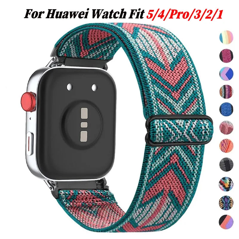 Elastic Nylon Loop Watch Band For Huawei Watch Fit3 2 Strap Replacement Wristband For Huawei Fit 5 4 Bracelet Correa Accessories