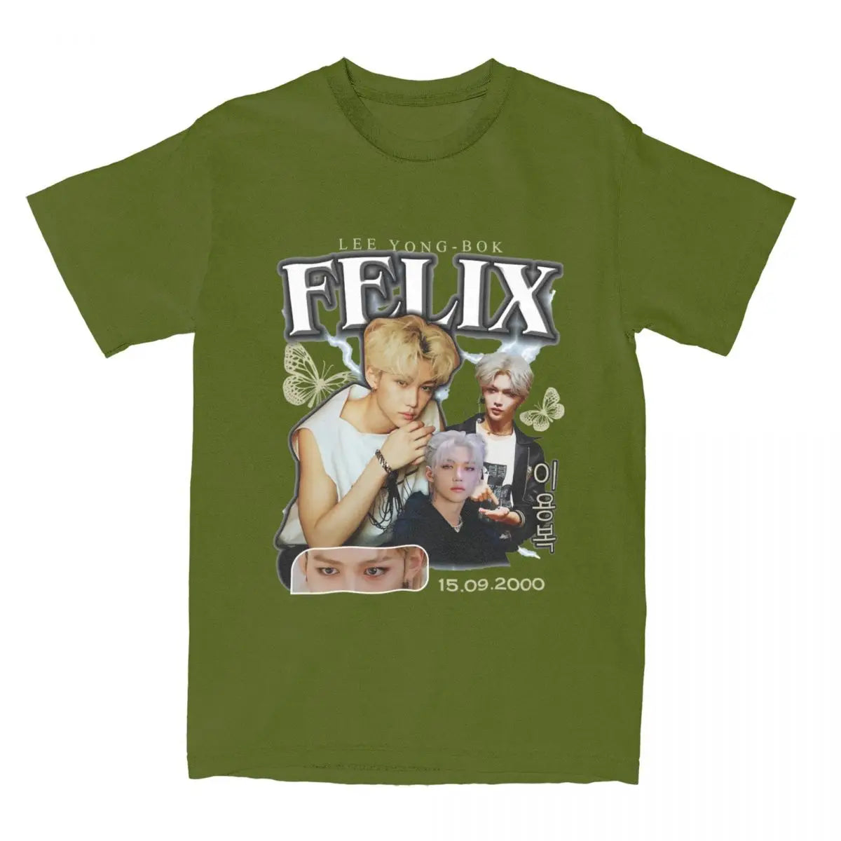 Men FELIX Korean Kpop Singer T Shirts Idol Cotton Clothing Summer Vintage Short Sleeve T-Shirt O Neck Harajuku Tshirt