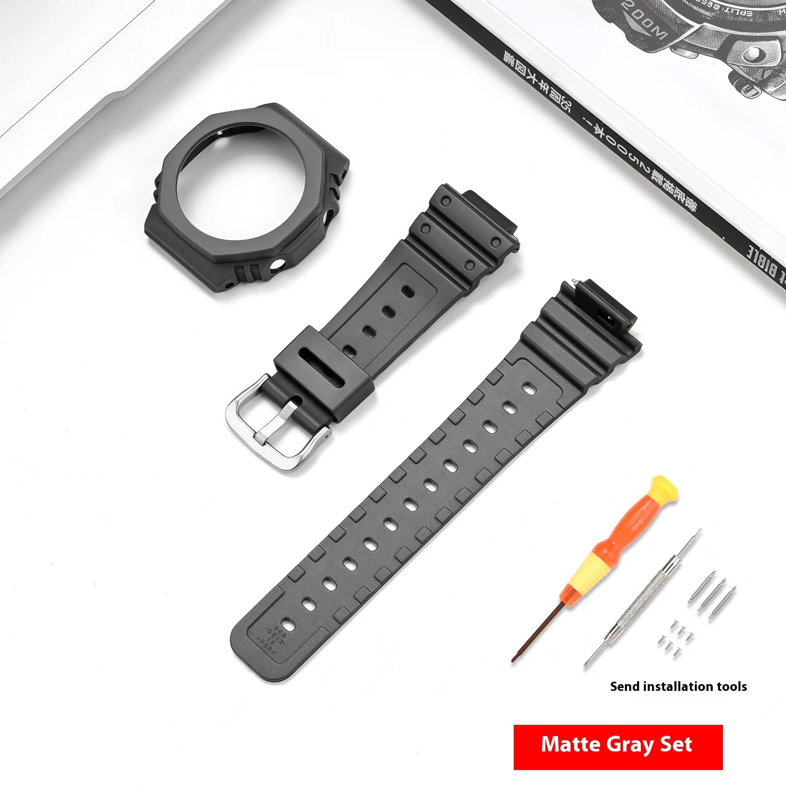Case + Strap for Casio G-SHOCK GA-2100 GA-2110 Transparent Rubber Resin Watch Band Modified Quick Release Wrist Bracelet Shell