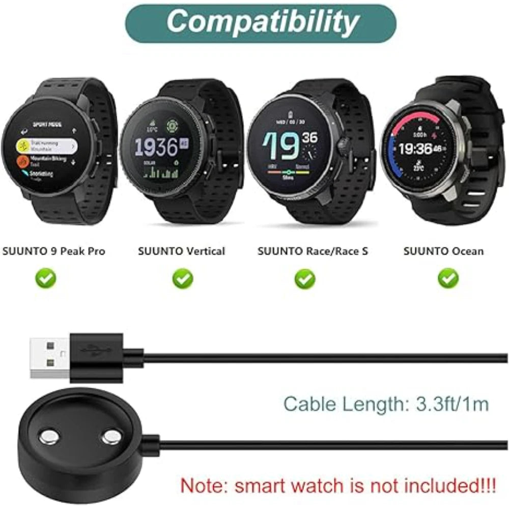 For SUUNTO 9 Peak Pro/Vertical/ Race/Race S/Ocean Charger USB Charger Smart Watch Charging Cable Replacement Charger