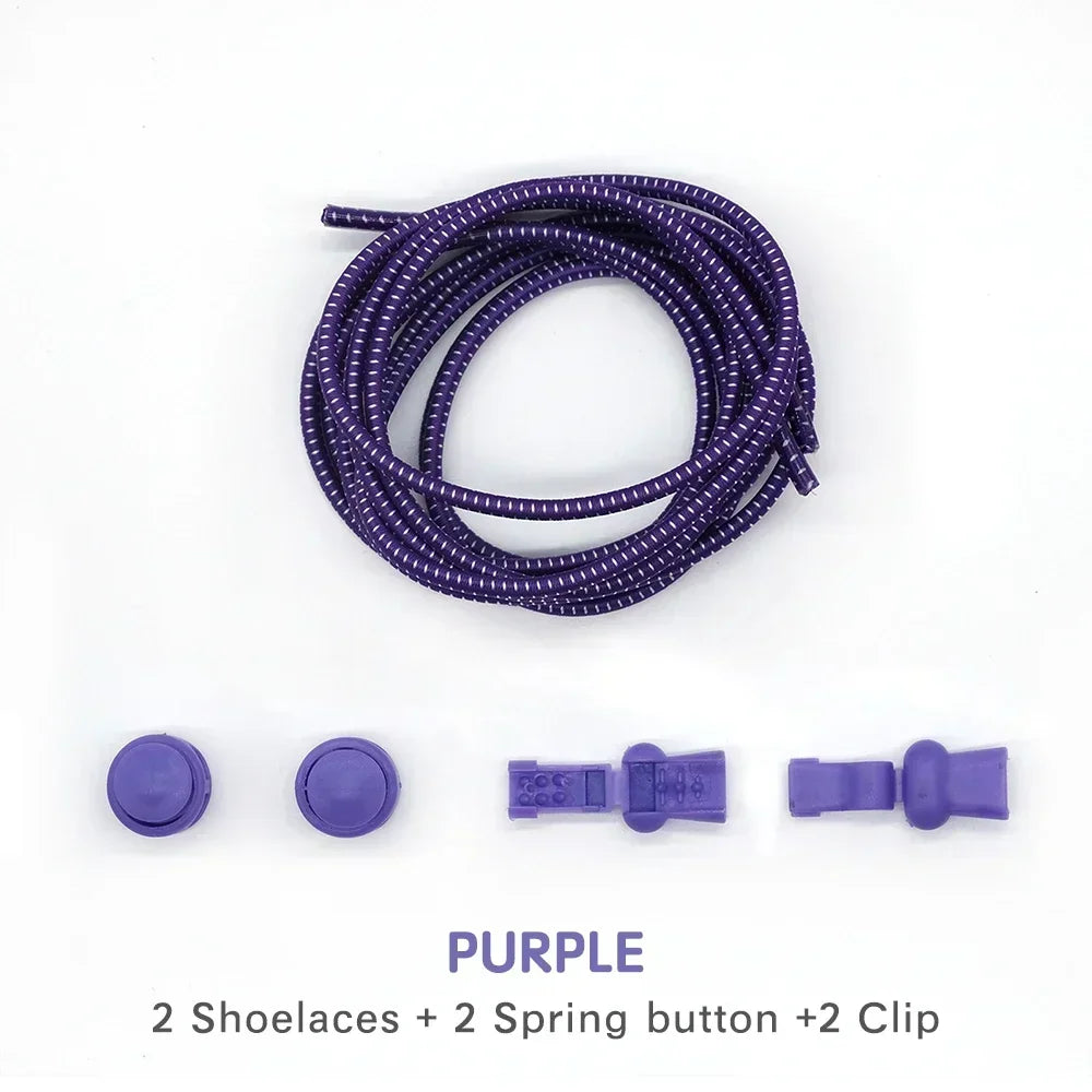 1 Pair of No Tie ShoesLaces Rubber Round Spring Lock Elastic Sneaker Shoelaces Laces Accessories Suitable for Kids Adult Lazy