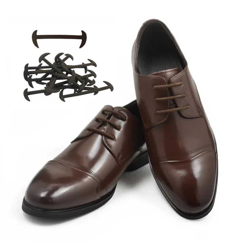 12pcs/set Leather Silicone Shoelace for Sneakers Shoes lace Lazy No Tie Shoelaces Elastic Shoe Lace Suitable for Unisex laces