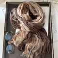 2025 Cotton Hemp Pleated Scarves Women's Gradient Color Linen Scarf  Fashionable Trend Fold Shawl Windproof Sand Proof Headscarf