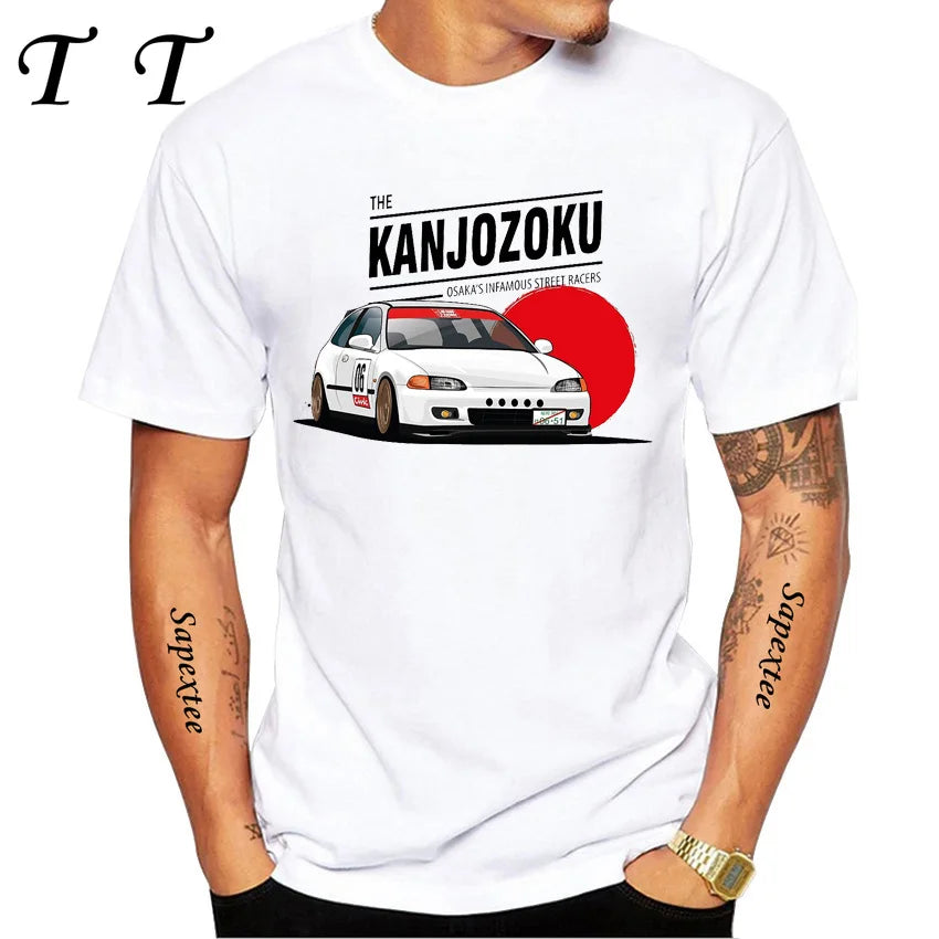 Retro Civic Type R FN2 Black T-Shirt New Summer Men Short Sleeve JDM Legends Print Tshirts Boy Casual Tops Car Sport White Tees