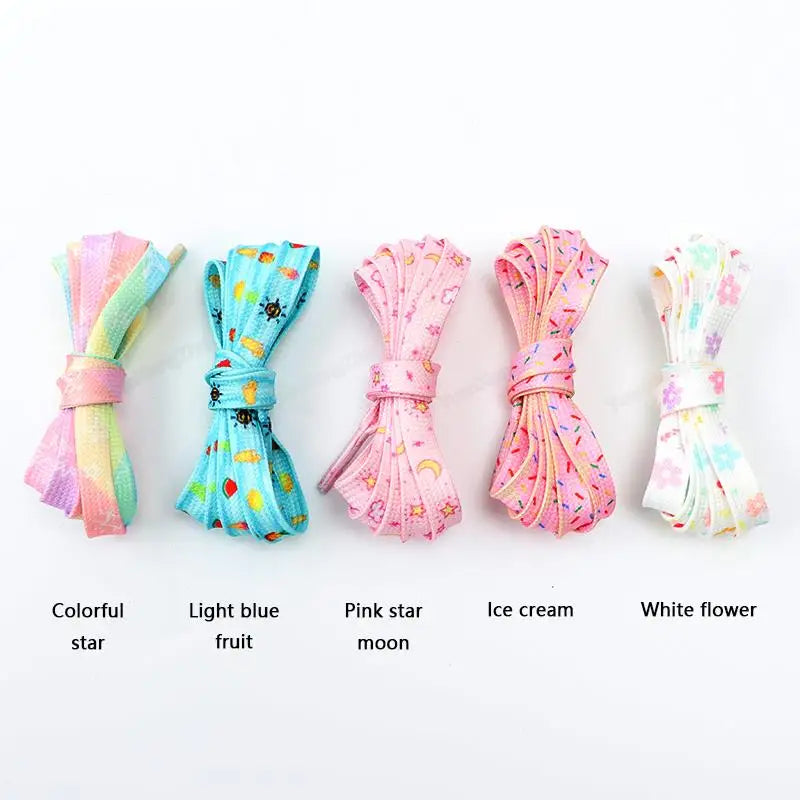 1Pair Print Shoelaces for Sneakers Quality Fabric Flat Shoe laces Fashion Girl Laces for Shoes width 0.8cm 120/140/160CM