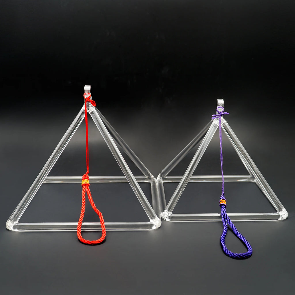 Hye-eun 3-10inch Clear Crystal Singing Pyramid Sound Energy Healing Instruments Quartz Triangular Tower Yoga Meditation