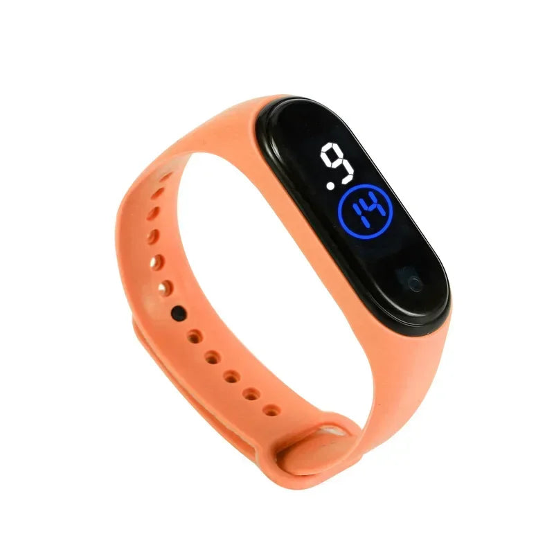Waterproof Kids Sports Watch Children Smart Touch Screen LED Digital Watch Two Tone Silicone Strap Men Women Watch Student Clock