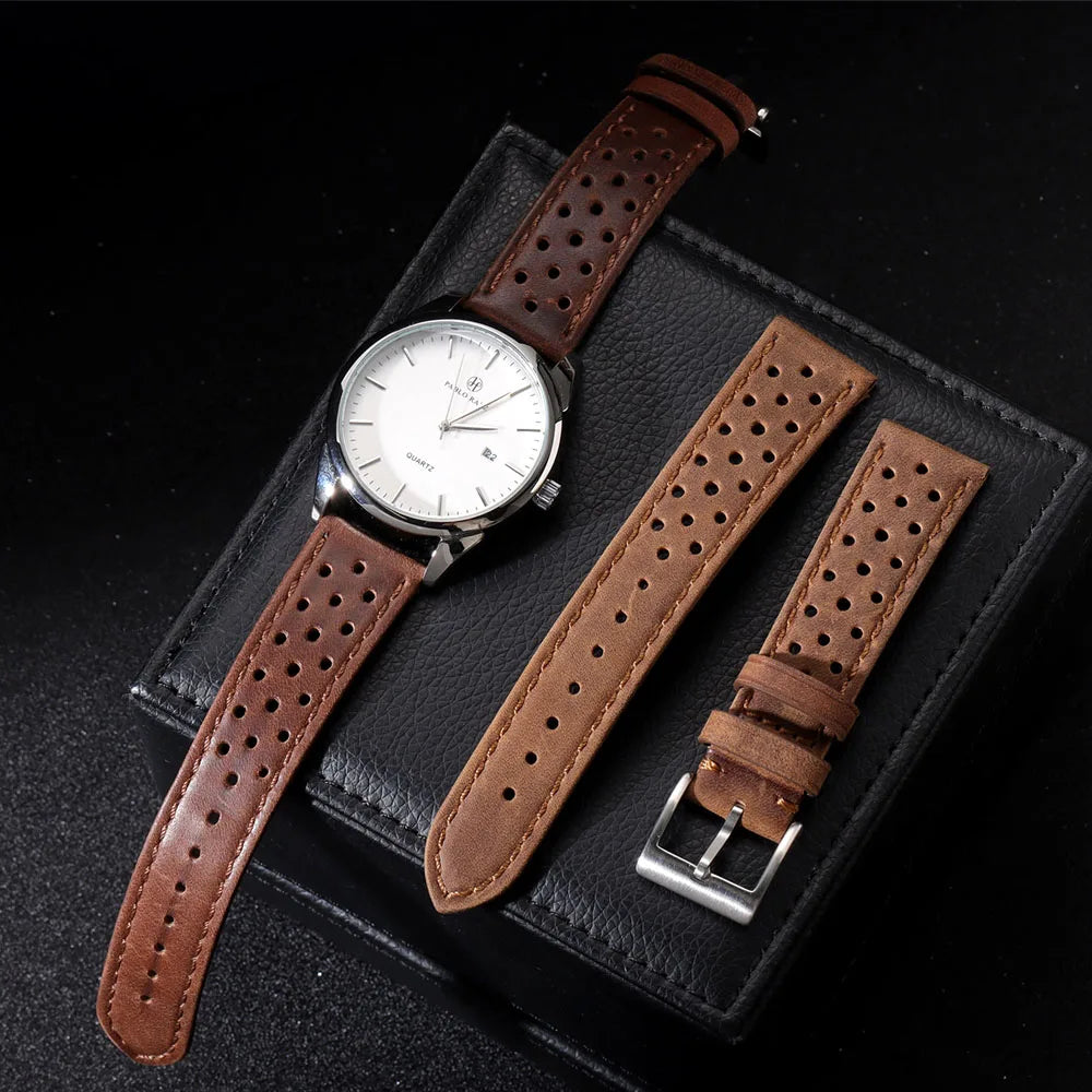 Vintage Calfskin Strap 18mm 20mm 22mm Universal Watch Band Breathable Wrist Bracelet for Men Women Sport Wristbelt Accessories