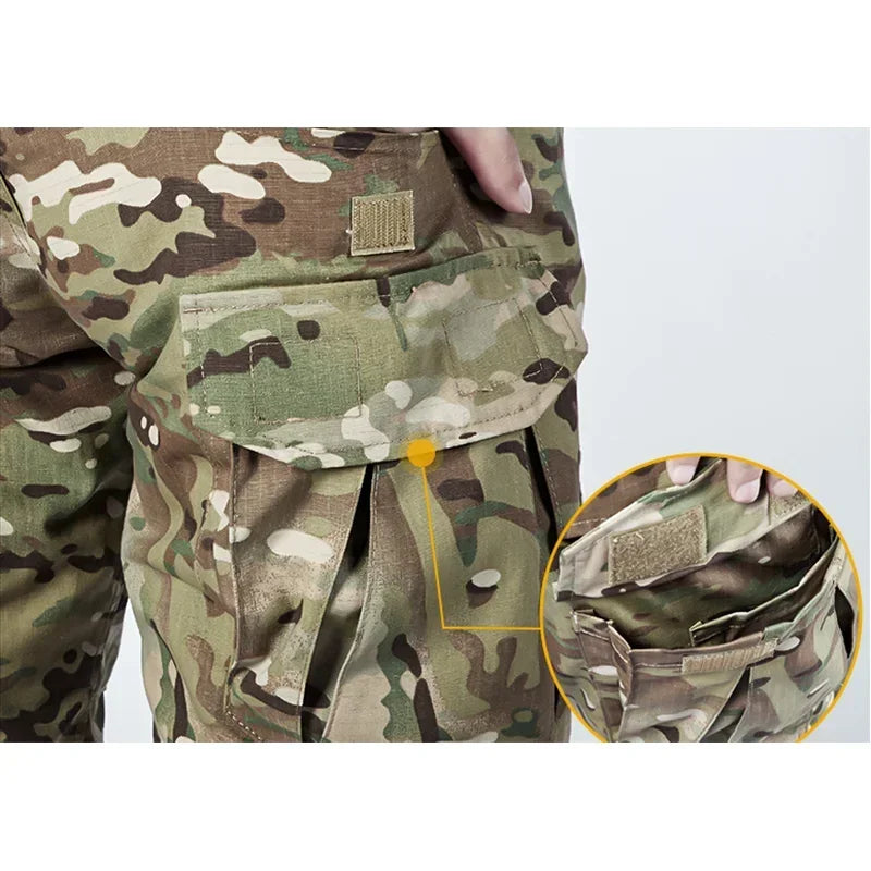 Men Combat Pants +Knee Pads Tactical Cargo Trousers Camouflage Multicam Training Trekking Hunting Clothes Wear-resisting