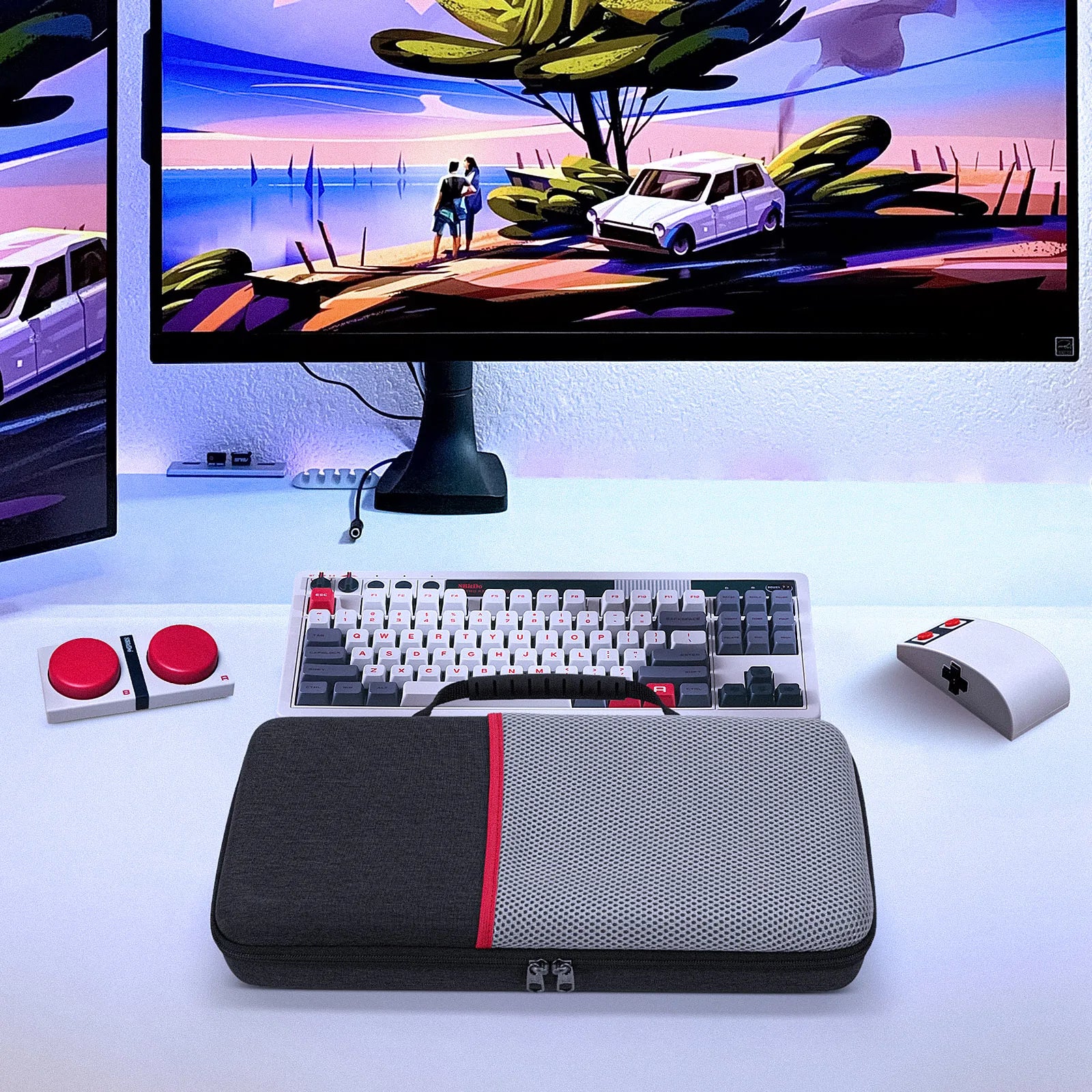 Geekria Keyboard Case Compatible with 8Bitdo Retro Mechanical Keyboard Dual Super Programmable Keys Against Drops, Dust, Bumps