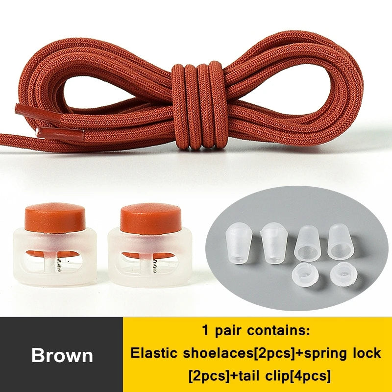 1 Pair Lazy Laces Elastic For Sneakers Snap Lock Shoelaces Without Ties Suitable For Children And Adults Round Shoelace Artifact