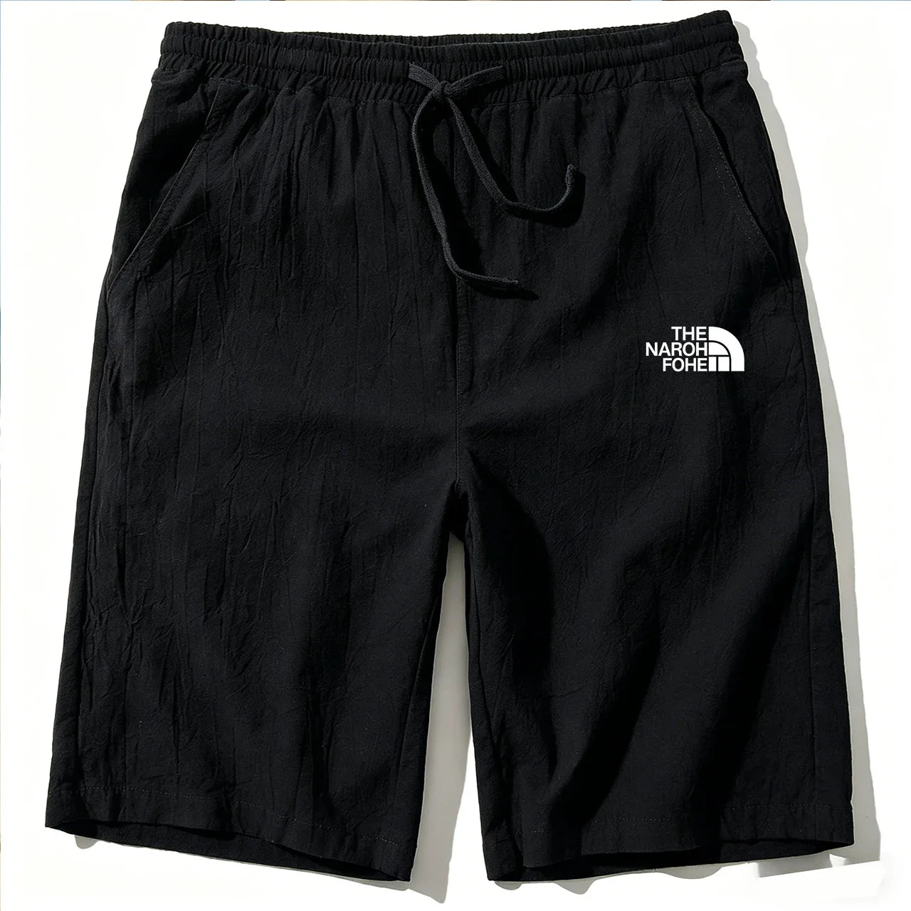 Men Cotton Linen Shorts Summer Lightweight Breathable Casual Beach Style Shorts Basic Solid Color Sweatpants Elastic Waist