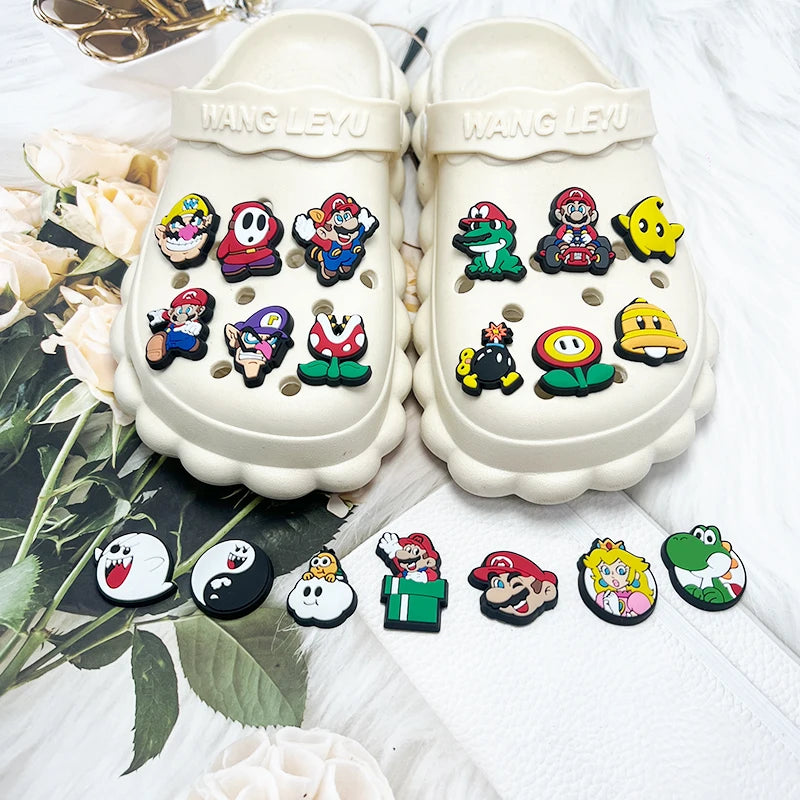 1-100Pcs Jumping Brothers Game Series Shoes Charms PVC Shoe Bag Accessories For Clogs Sandals Decoration Buckle Kids Gifts