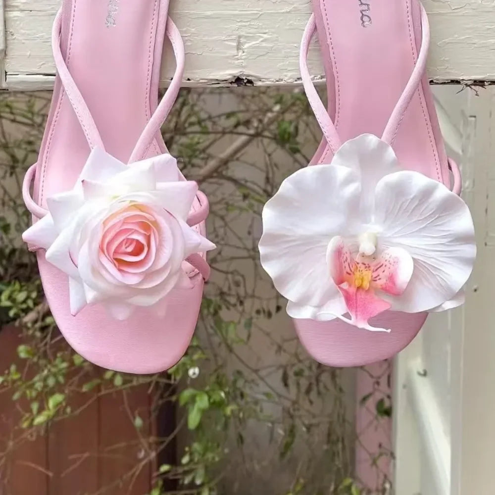 1 Pair Simulation Coloful Thai Fairy Butterfly Flower Shoe Buckles Personalized Design Butterfly Orchid Simulation Buckles Decor