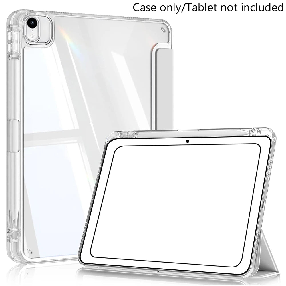 Case for iPad Air 11 Inch M4 2026/M3 2025/M2 2024, iPad Air 5th/4th Gen 10.9 Inch 2022/2020, Acrylic Cover with Pencil Holder