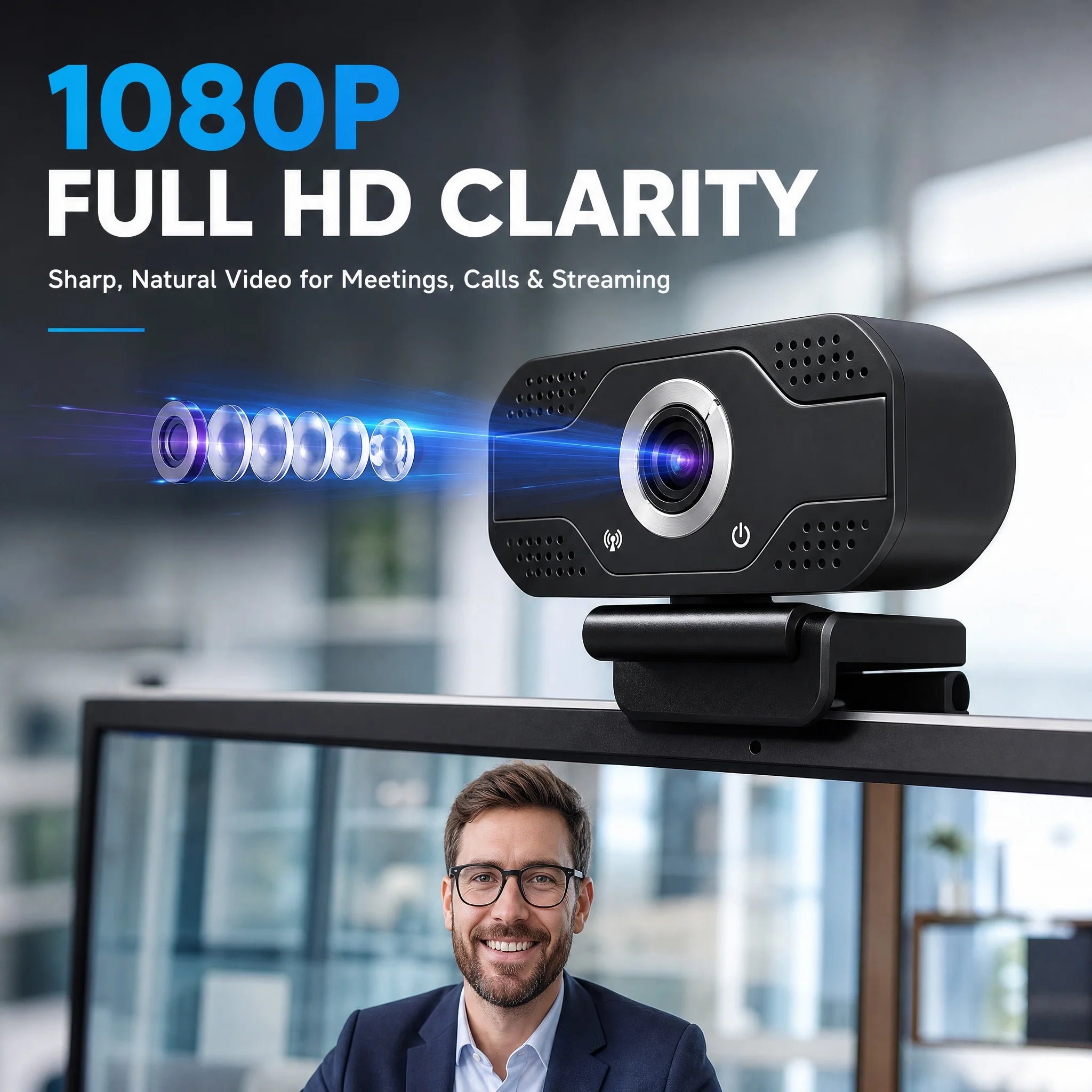 2026Webcam with Microphone, USB Computer Camera for  Online Class Video Calls, Zoom, Teams, Streaming