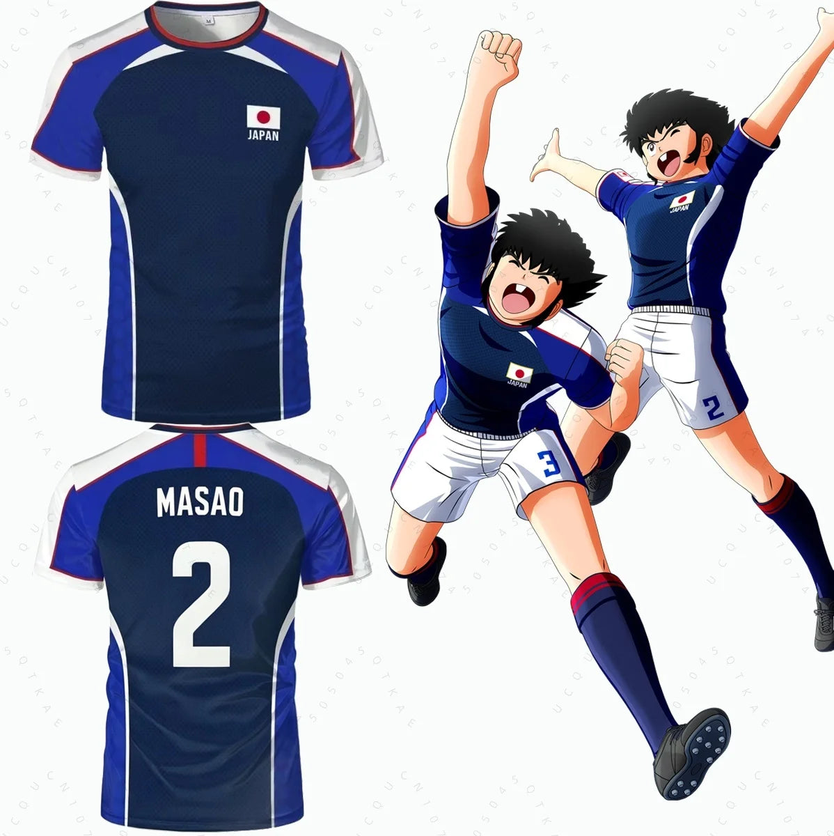 Piece Outfit Children Tracksuit Captain Tsubasa Football No.10 Print T Shirts Can Choose T-Shirts Or Shorts Kids Adult Clothes
