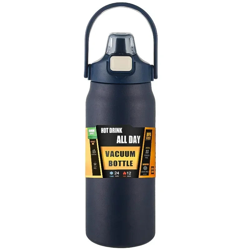 Outdoor Thermos Portable 304 Stainless Steel Thermal Mug, Vacuum Flask Cold & Hot Sports Water Bottle with Straw