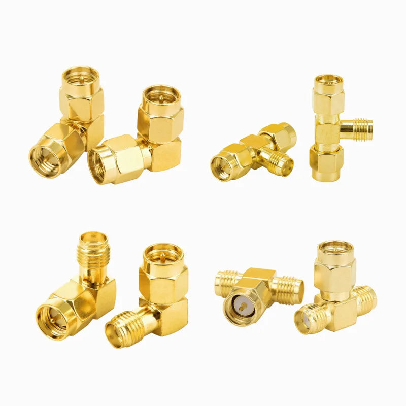 2PCS SMA to SMA Adapter SMA Male Female to Male Female RP SMA Straight 3 Way Right Angle 90 135 Degree RF Connector for Antenna