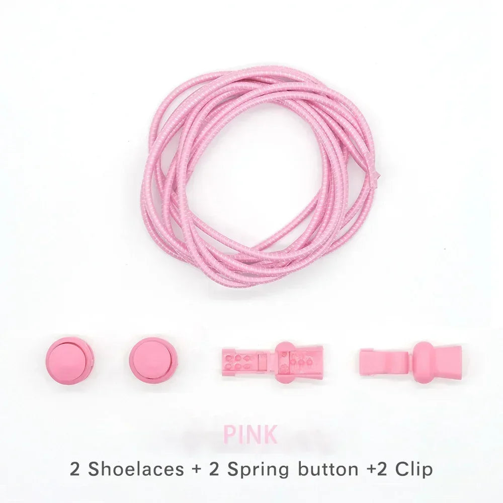 1 Pair of No Tie ShoesLaces Rubber Round Spring Lock Elastic Sneaker Shoelaces Laces Accessories Suitable for Kids Adult Lazy
