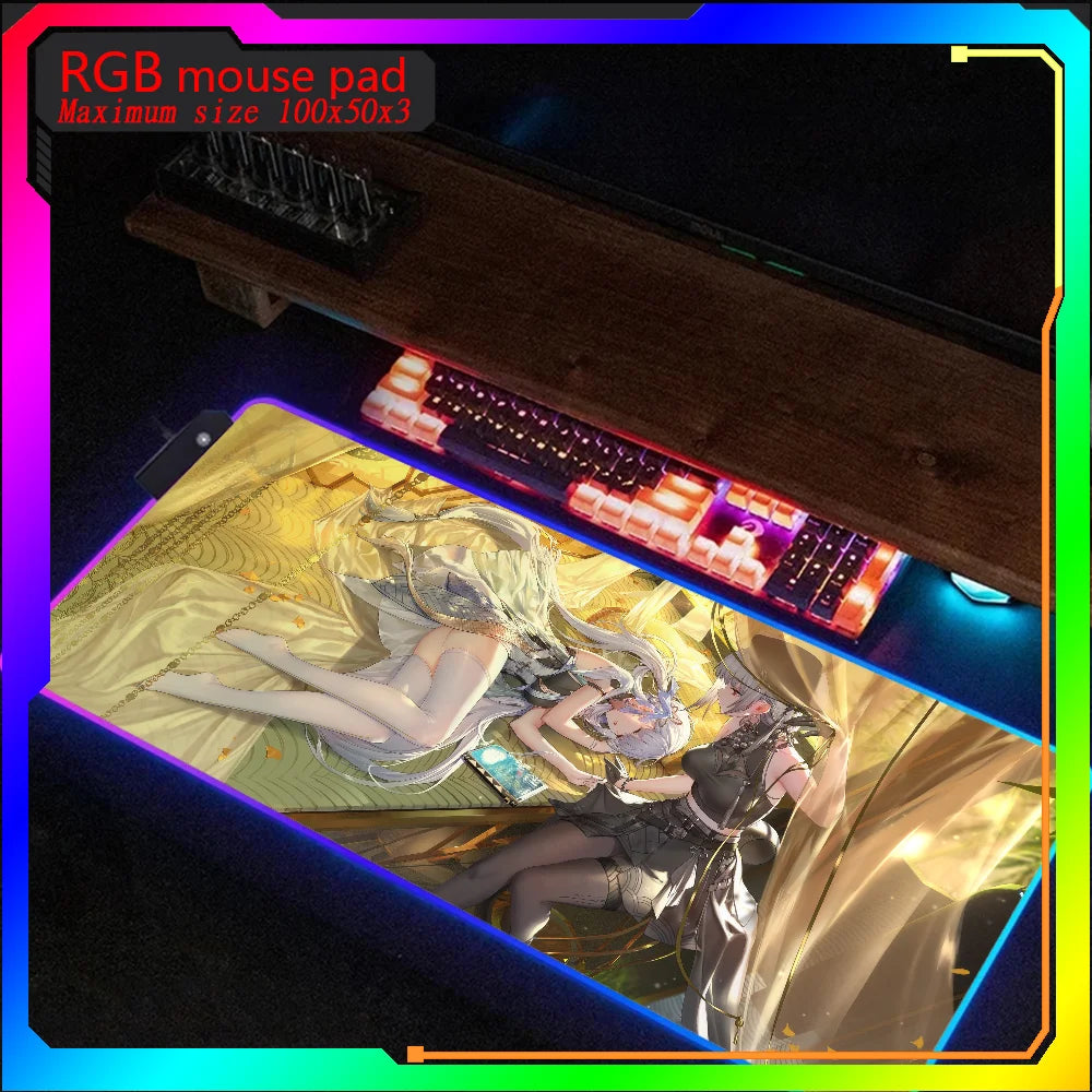 HD print wuthering Wave Jinhsi Rgb Mouse Pad Xxl Steelseries Laptop Mat Backlit Keyboard Gamer Girl Table Pads Deskpad Mause pad