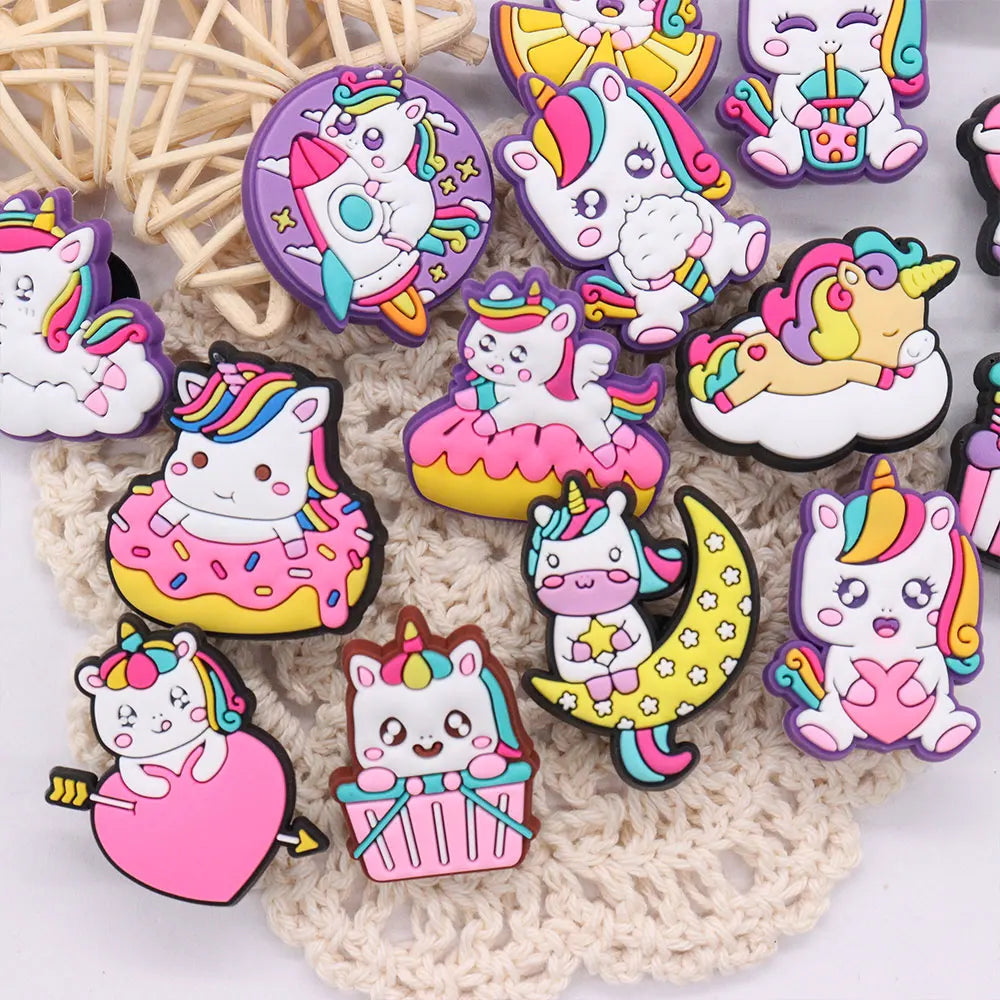 20pcs Cute Animals Unicorns Boys Girls Shoe Charms Horse Garden Shoe Accessories Decorations for Kids Birthday Gift