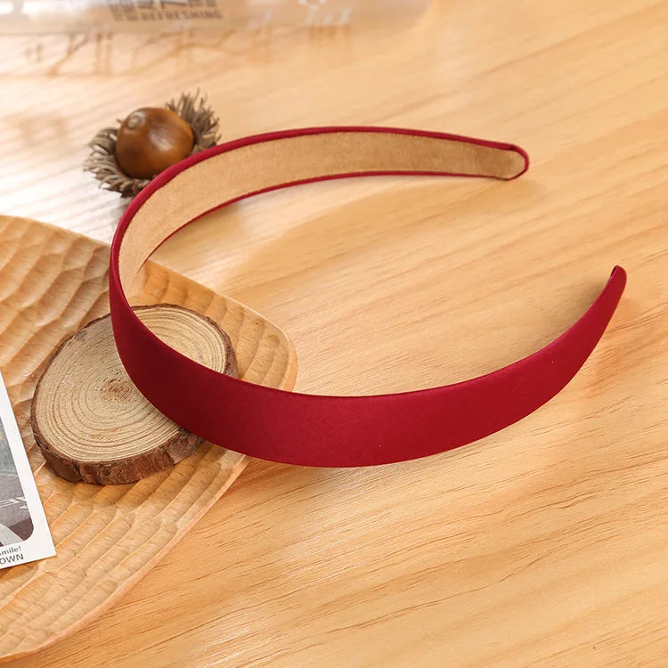French style thin edge chic hairband pure color vintage silk hair accessory