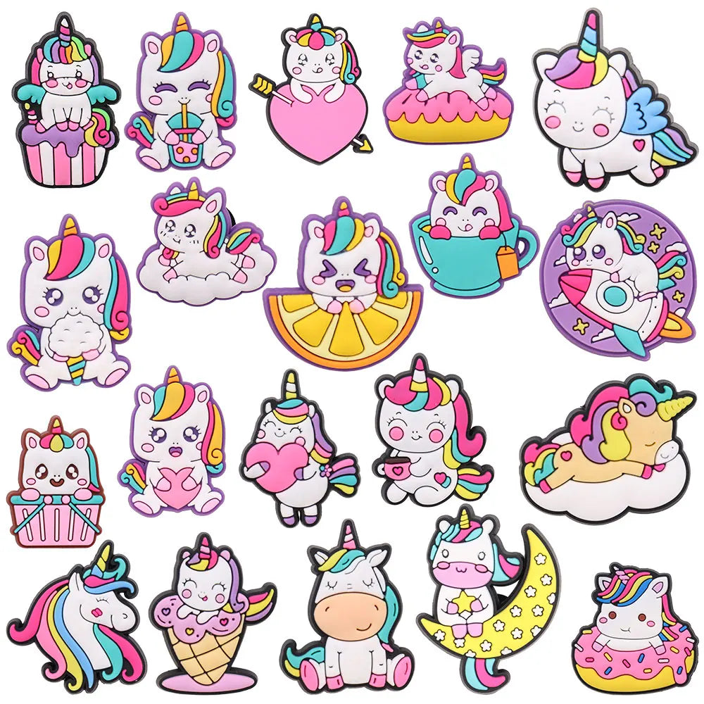 20pcs Cute Animals Unicorns Boys Girls Shoe Charms Horse Garden Shoe Accessories Decorations for Kids Birthday Gift