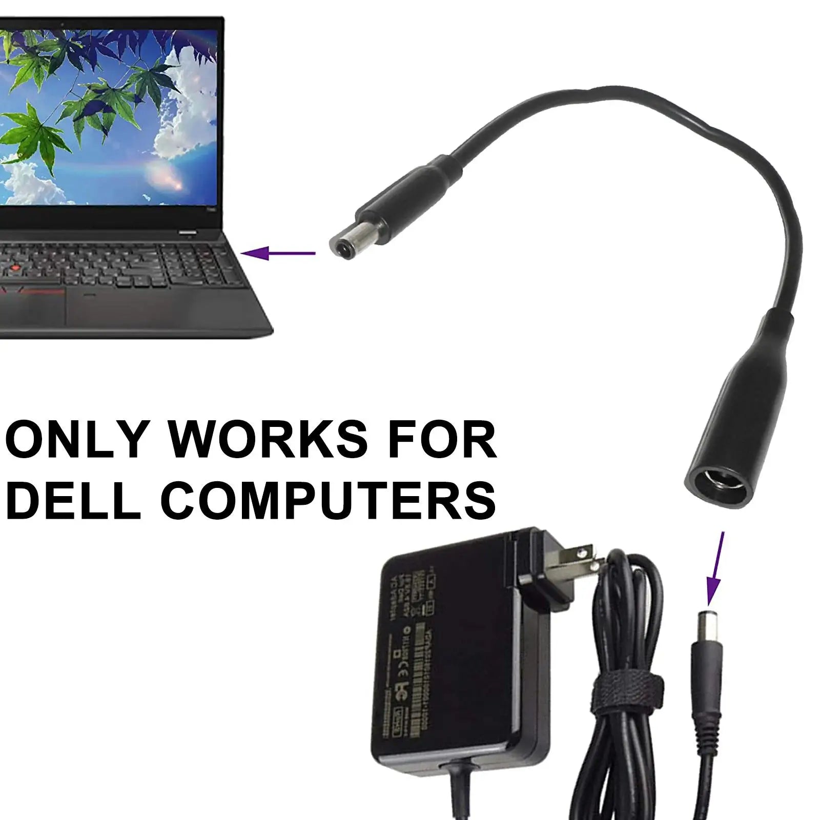 For Dell Laptop DC Power Charge Converter Adapter Cable Cord 7.4*5.0 to 4.5*3.0 mm Female Round Mouth With Needle Dropshipping