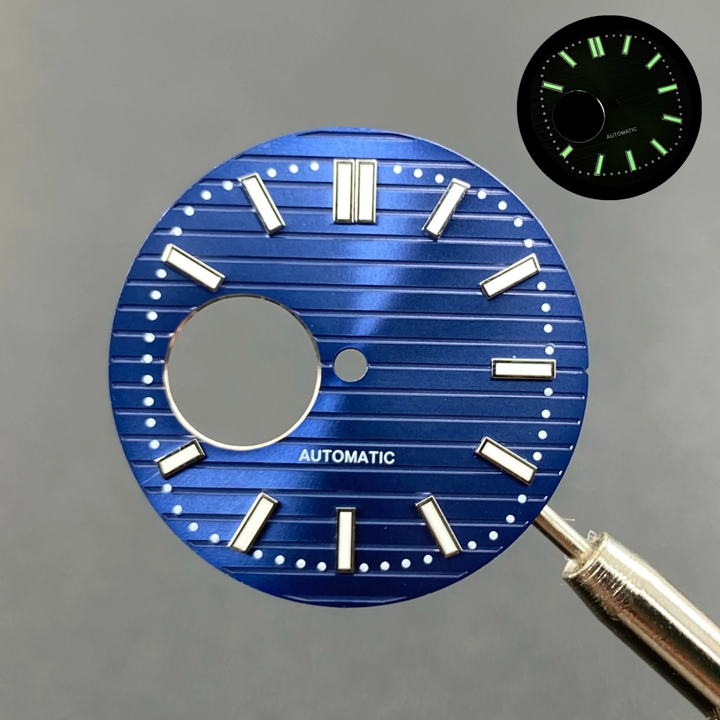 N30.5MM Dial Nautilus No Logo Watch Dial Green Luminous With Hands Suitable for NH38 Movement Modification Repair Accessories