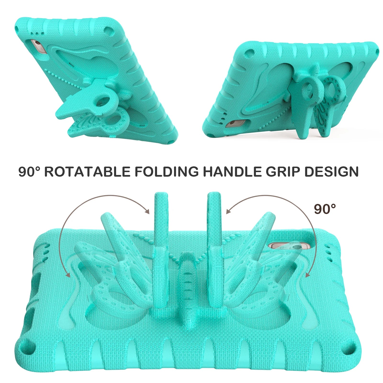 For Lenovo Tab M9 Case Butterfly Kickstand EVA Tablet Cover with Shoulder Strap - Mint Green