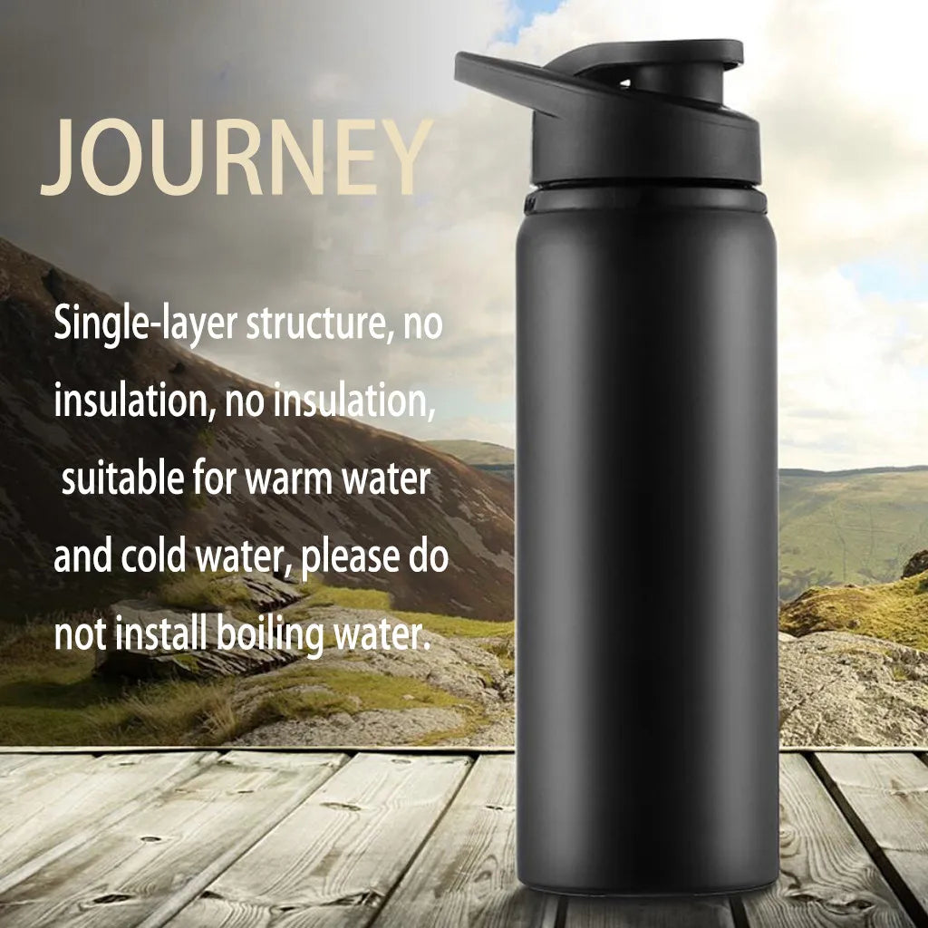 Metallic Stainless Steel Sports Water Bottle Matte Finish Direct Drink Cycling Bottle Portable Water Cup For Outdoor Travel